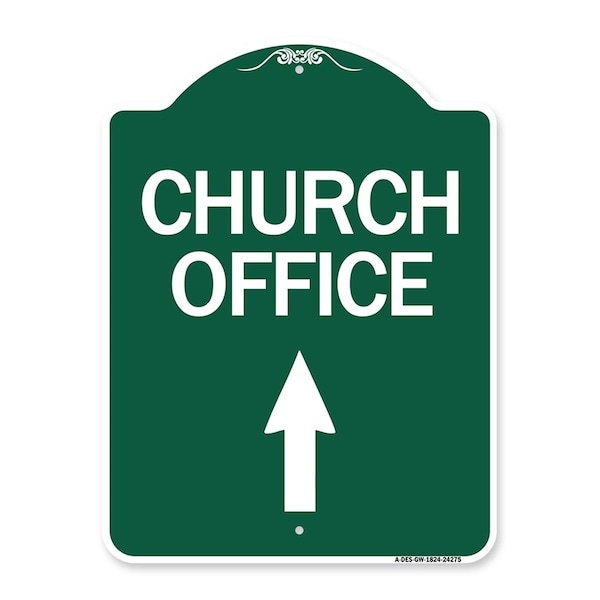 Amistad 18 x 24 in. Designer Series Sign - Church Office with Up Arrow, Green & White AM2049835 - main
